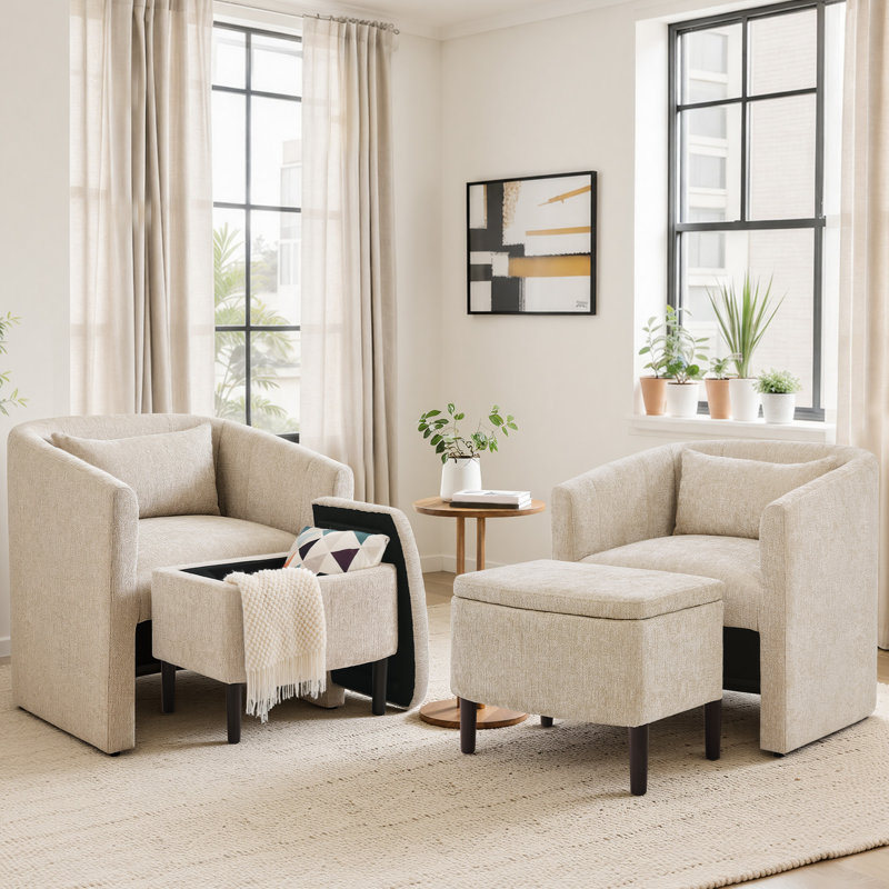 Fauteuil Lane Accent avec pouf de rangement (lot de 2)