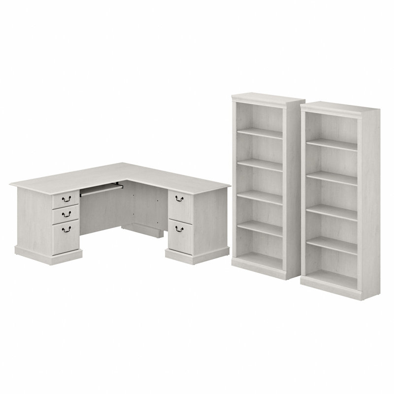 Raker 2 Piece Computer Desk Office Set, Linen White Oak