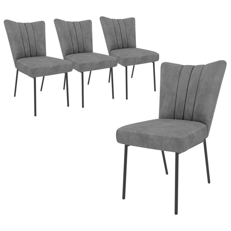 Daina 34.2"H Modern Kitchen Dining Chairs, Upholstered Dining Chairs, Parsons Chairs with Stable Steel Legs, Solid Back Conference Chairs (4 Chairs)