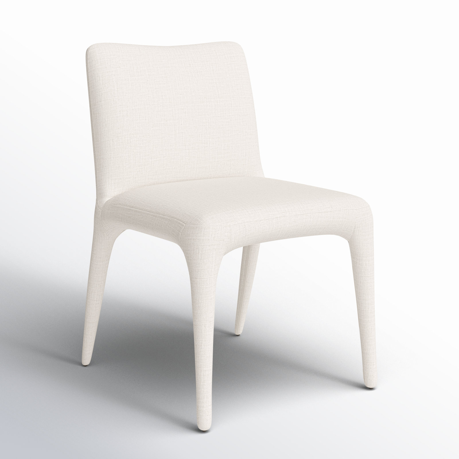 Keavy Genuine Leather Dining Chair, Mixt Linen Natural