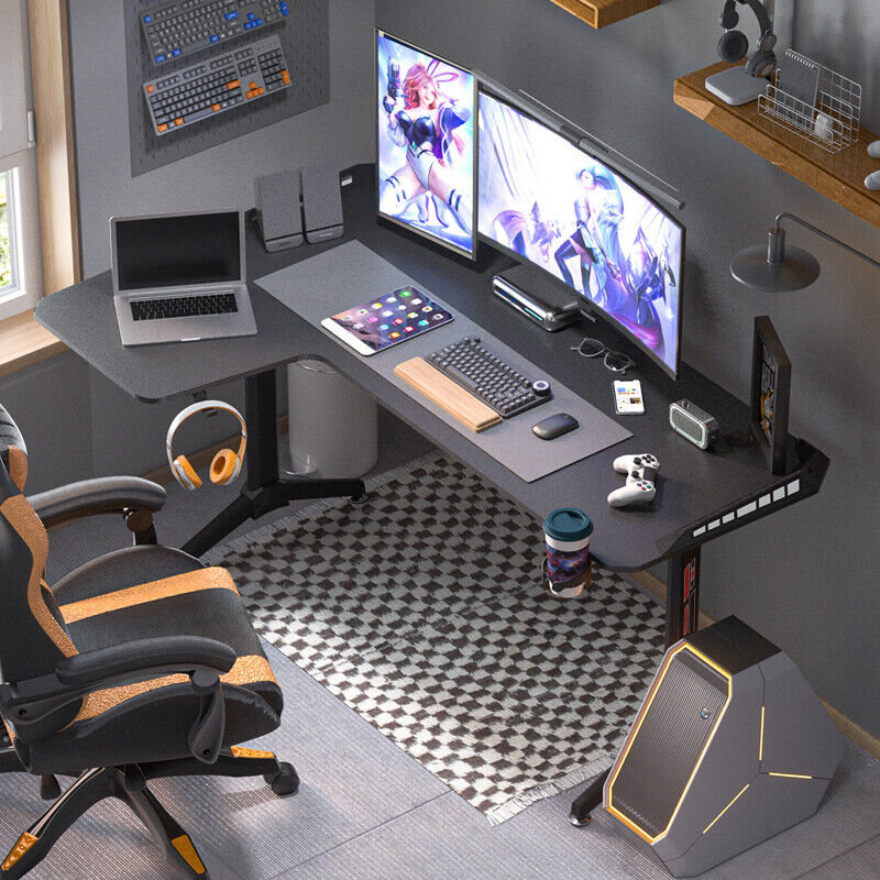 Amici L-Shaped Steel Computer Desk, Left Hand Return