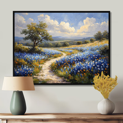 «Blue Green Summer Meadow Charm Blue Bonnets III - Blue Bonnets», reproduction d'art