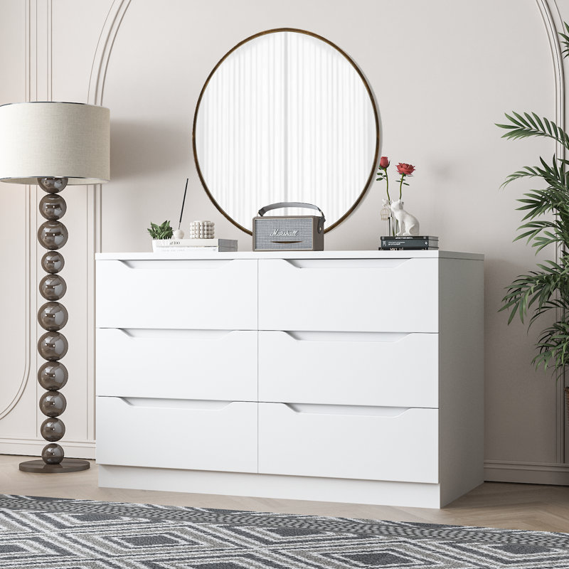Commode 6 tiroirs pour chambre - blanc