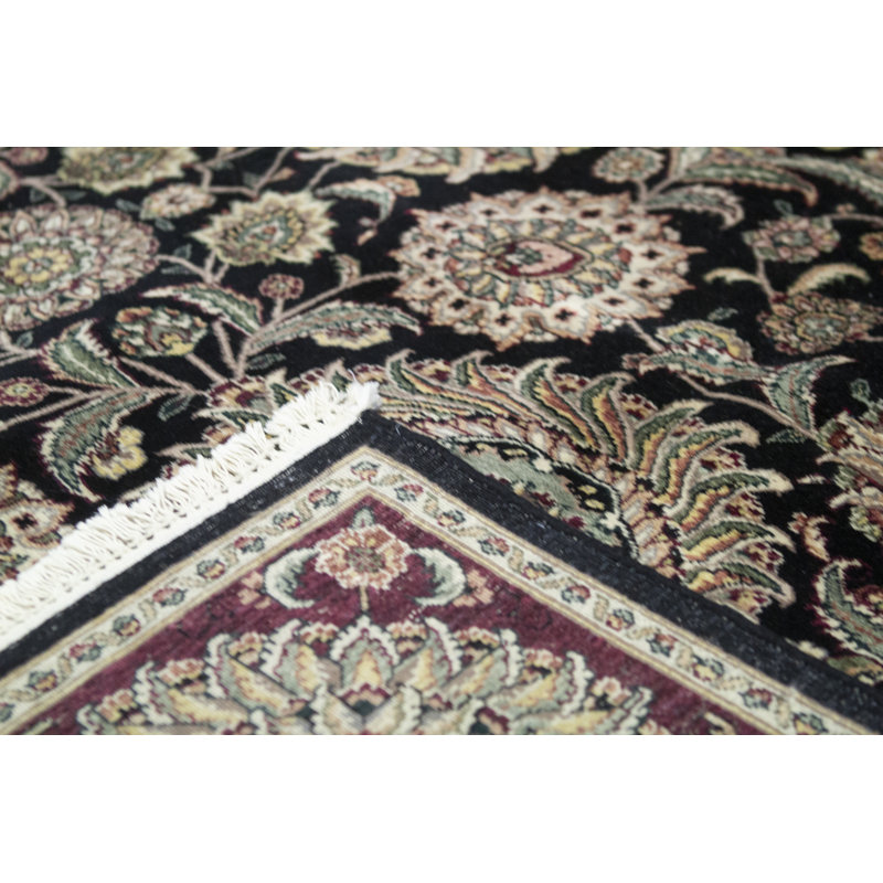 Manchuria Wool Oriental Area Rug in Black/Beige/Wine