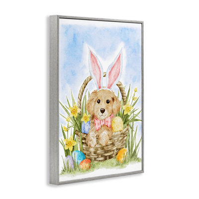 Spring Easter Puppy Framed Giclee, design by Amy Hall
