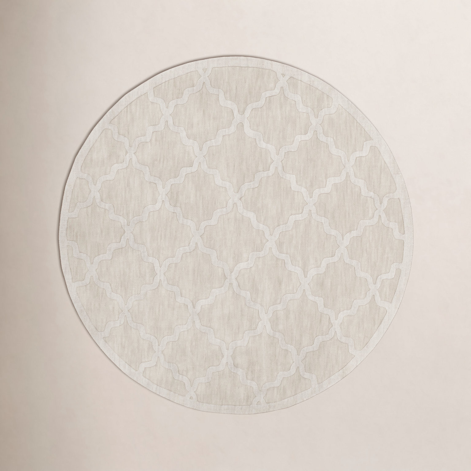 Romina Beige Handmade Wool Geometric Rug, Round 9'9"