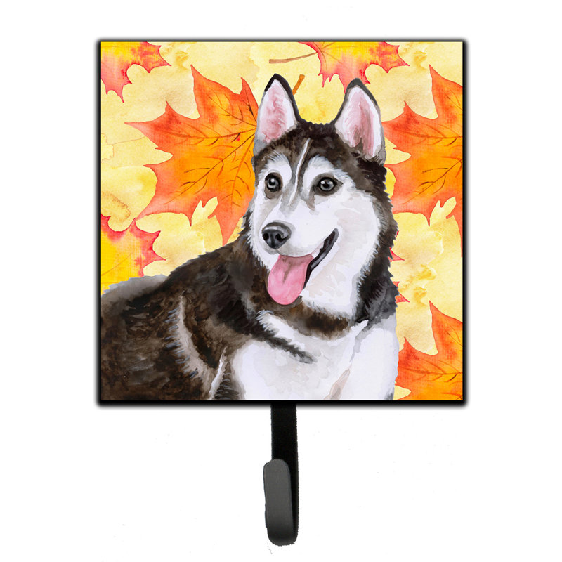 Organisateur de clés murales avec crochets clés partagée pei automne Eliane, Husky sibérien, Noir / Orange