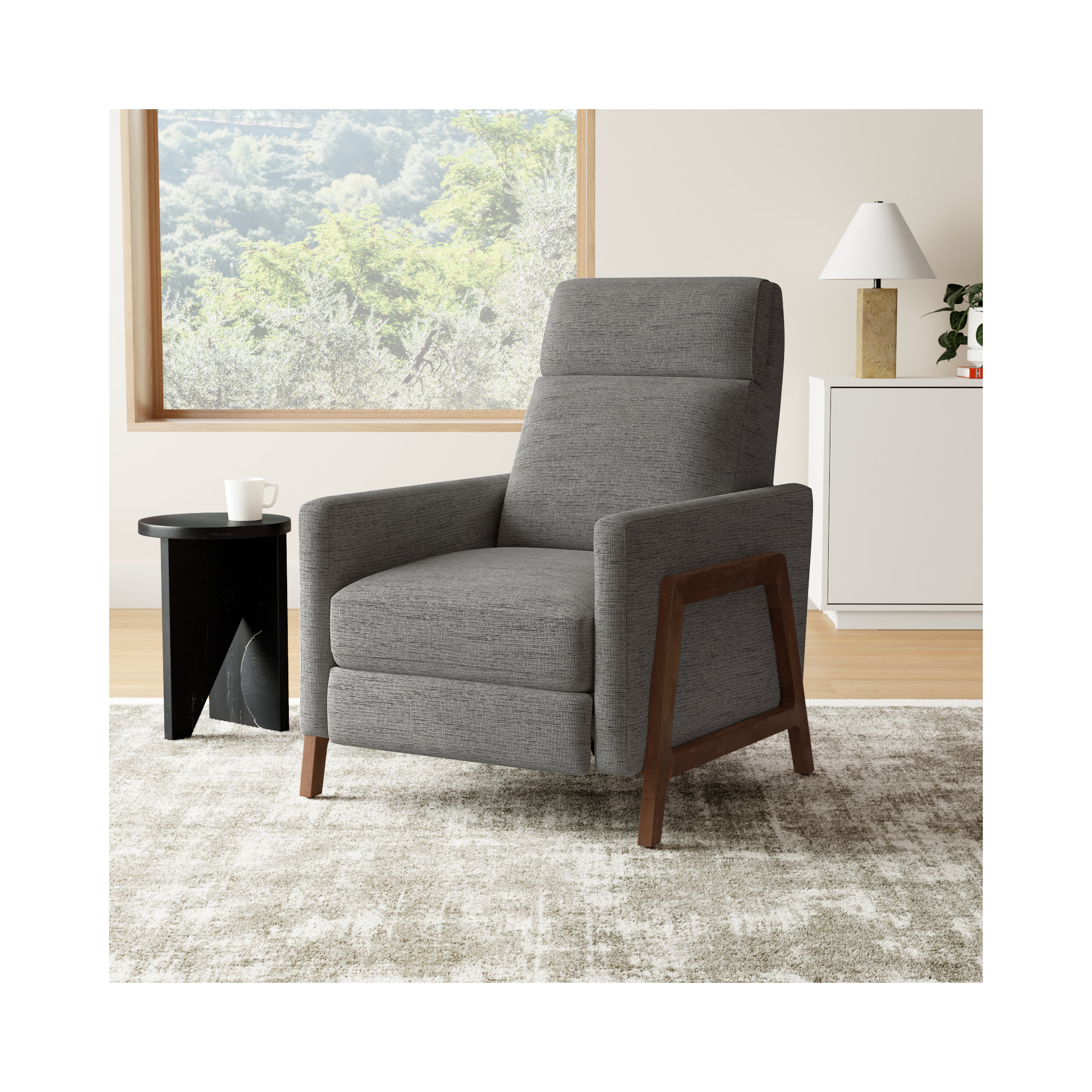 Bosse Upholstered Recliner, Ashen Grey