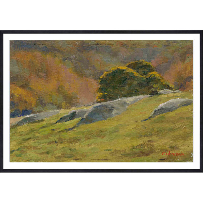 «Old Lyme» par Stephen Calcasola - peinture encadrée, H 12 po x l 18 po, Or