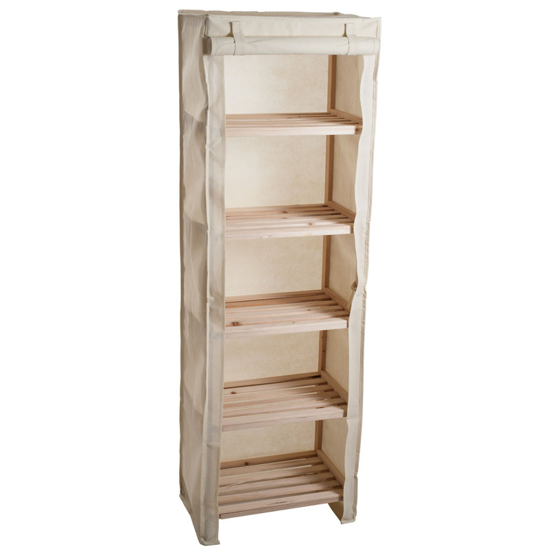 5-Tier Storage Organizer - Wood Shelving Unit for Shoes, Clothing, Toiletries, Towels, and More