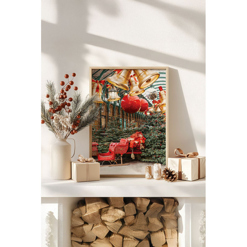 «Festive Christmas», peinture encadrée décorative de 13,0 po x 19,0 po | Cadre 100% bois massif (épaisseur: 0,8 pouce), œuvre d'art 100% MDF | Impression numérique pour des couleurs vives, décoration murale parfaite pour la maison et le bureau