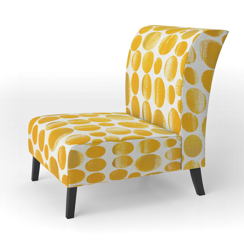 Fauteuil de chambre rembourré Watercolor, Mélange de polyester jaune / blanc