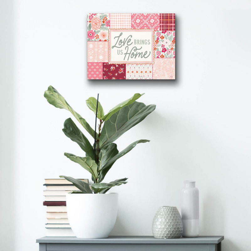 Art mural en verre Blooming Hearts 1 'par Laura Marshall, H 12 po x l 16 po x P 0,13 po