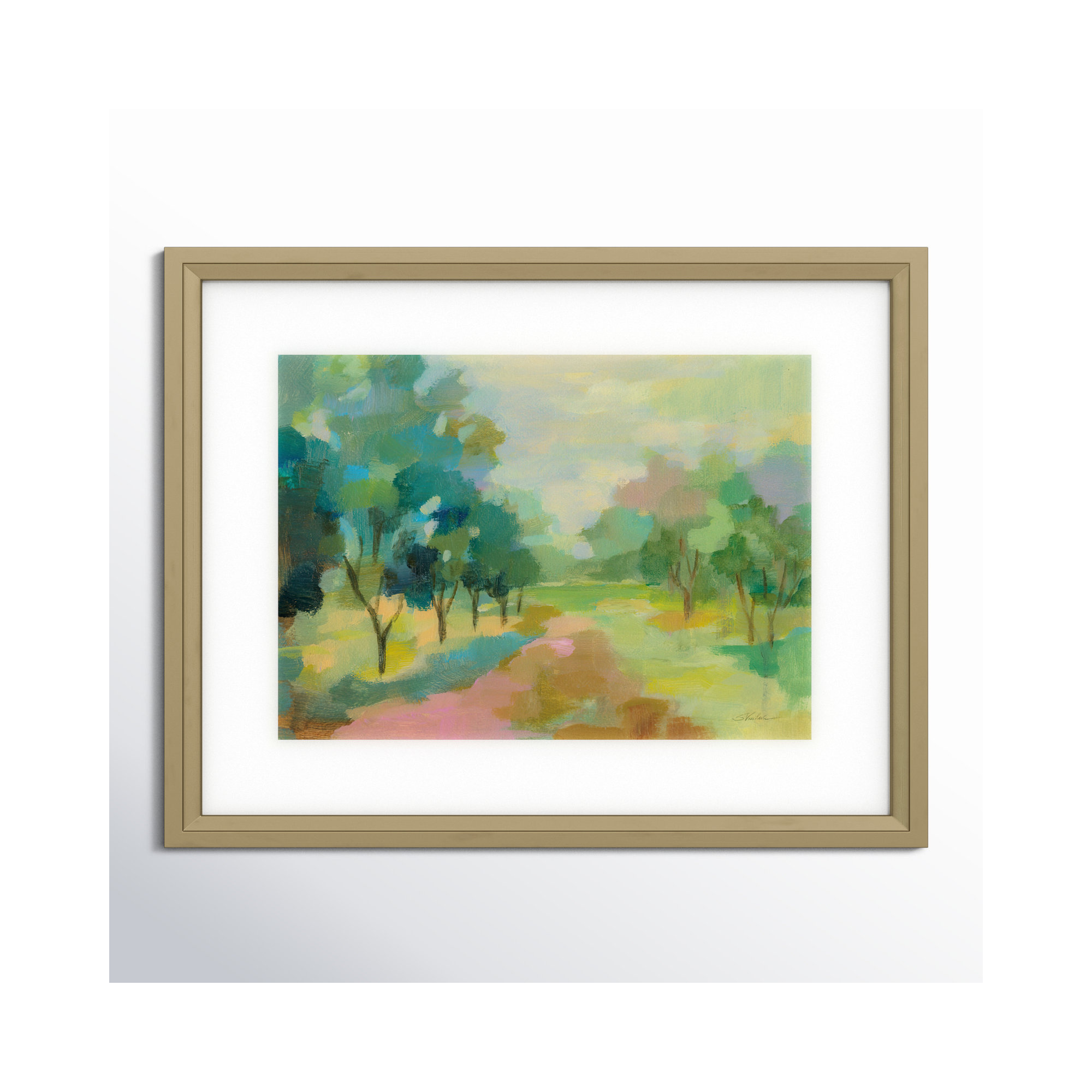 Sunrise Forest by Silvia Vassileva, Champagne Framed Paper, 15" H x 19" W