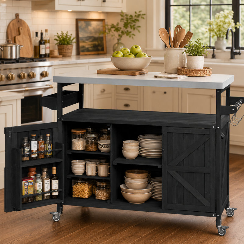 Îlot de cuisine extérieur avec plateau en acier inoxydable