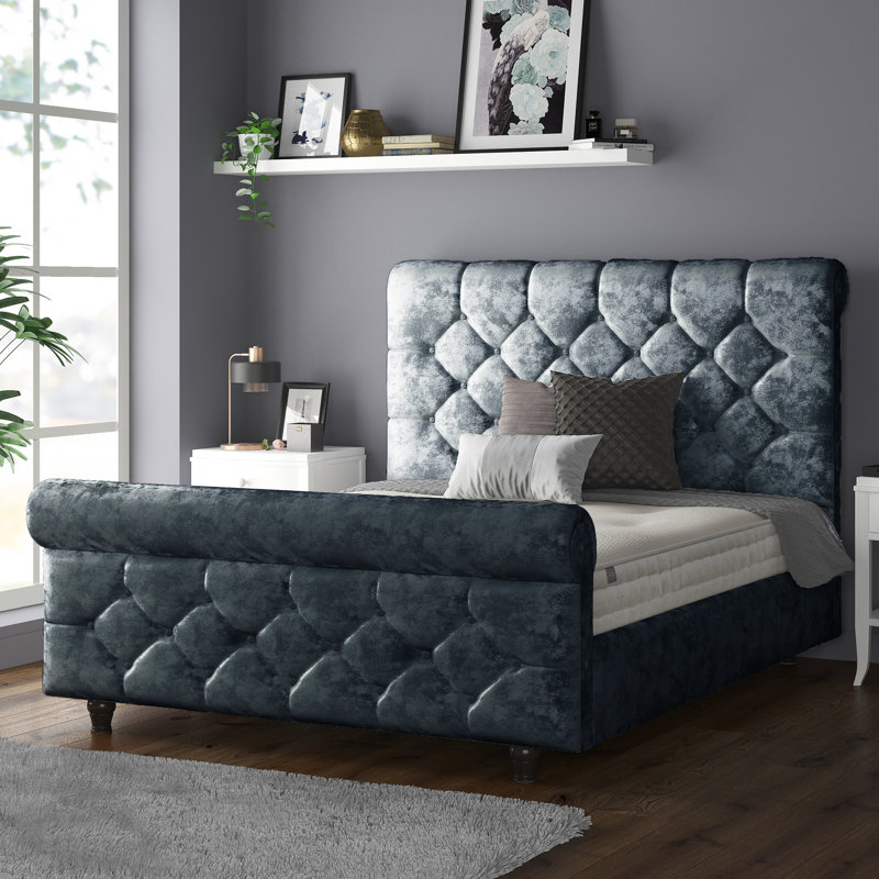 Bella Vista Upholstered Bed, Silver, Double (4'6)