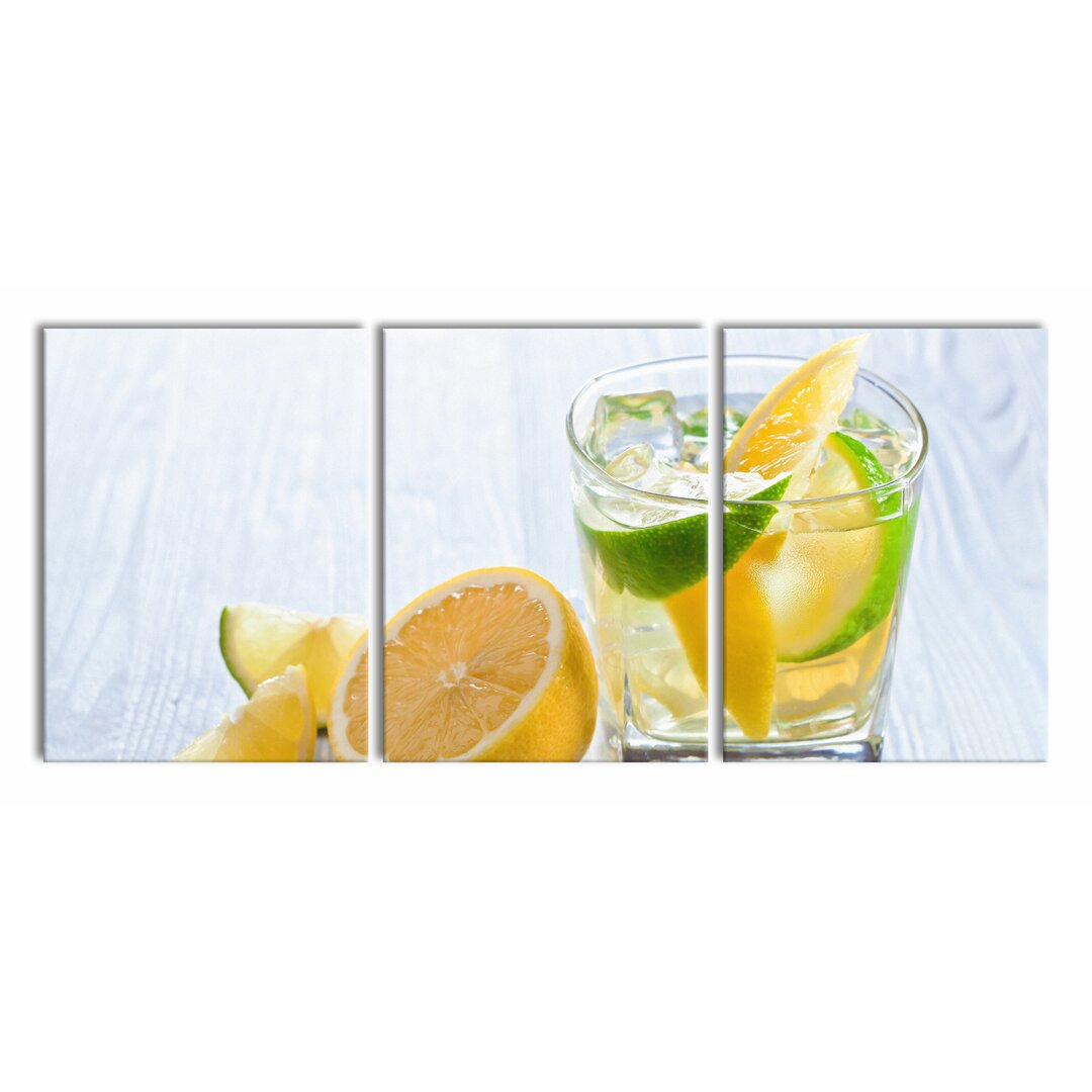 3-tlg. Leinwandbilder-Set Gin & Tonic Shot mit Zitrone