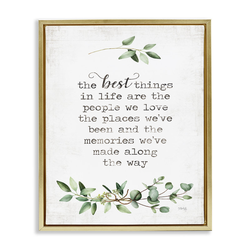 «Best Things in Life Sentiment», art mural encadré sur toile flottante par Marla Rae rwp-186, H 21 po x l 17 po