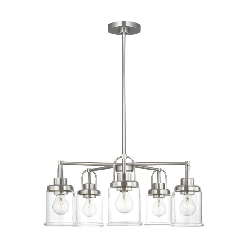 Lustre à cinq lumières Alfild de, Nickel brossé