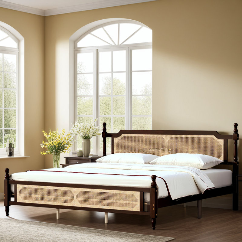 Headboard Bed with Expansive Underbed Storage, Espresso, King
