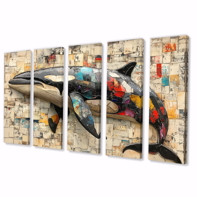 «Black Killer Whale Nature Art - Native American Art Totem», reproduction d'art, H 32 po x l 80 po