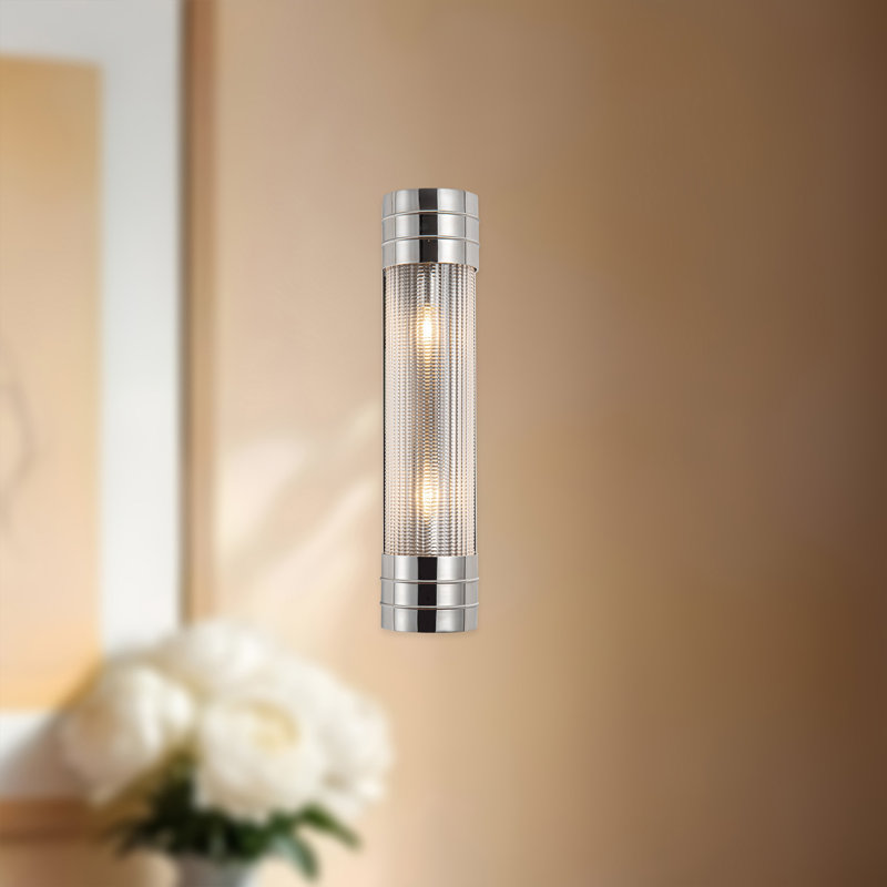 Éclairage pour meuble-lavabo 2 lumières Willard, Nickel poli, Prismatique transparent