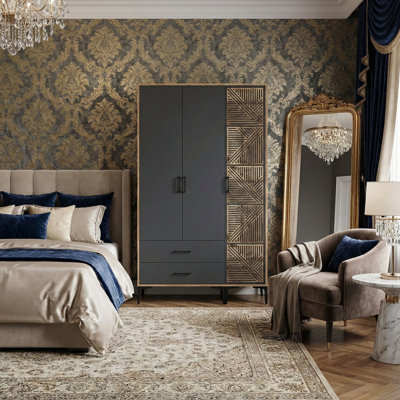 Freestanding Armoire Wardrobe With 2 Drawers