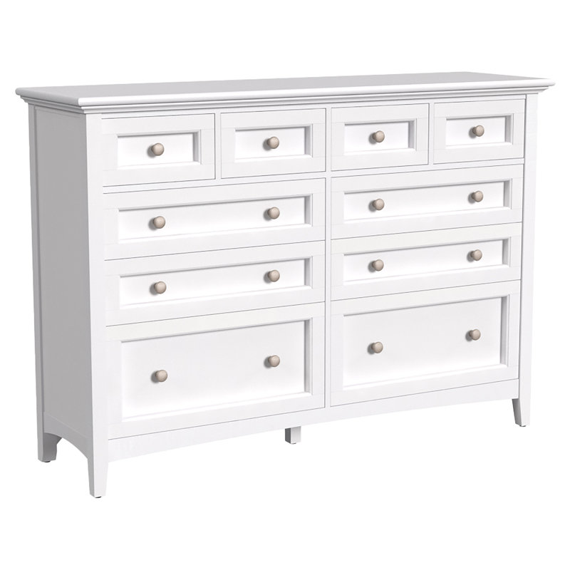 Commode double en bois massif 60 tiroirs Melusina, Blanc