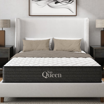 Matelas en gel de refroidissement complet de 10 pouces, - États-Unis, relief, faible transfert de mouvement, caractéristique, eau, compatible avec un cadre de base réglable, gris et blanc, rembourrage en mousse à mémoire de forme, trait d'assemblage à ressort,
