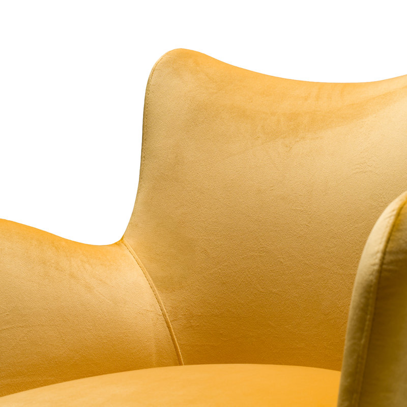 Chaise avec accoudoirs en velours Borrayo, Jaune