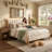 Scandinavian Upholstered Platform Bed with Solid Wood Frame-28691559-28691552