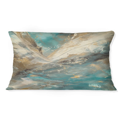 "Turquoise Serendipity", peinture abstraite III - Coussin décoratif avec peinture abstraite