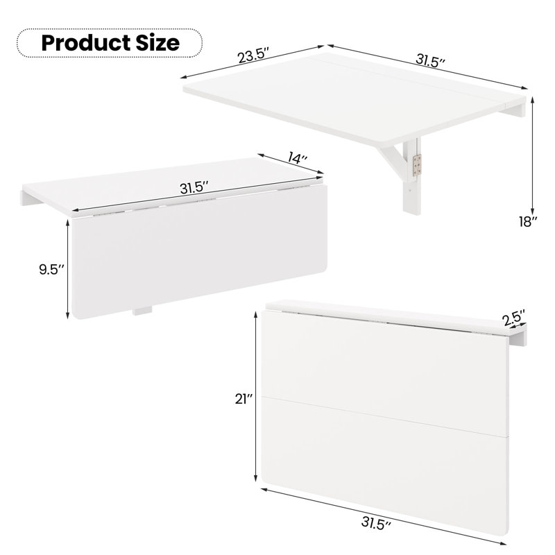 Space Saving Fold Down Floating Desk For Study