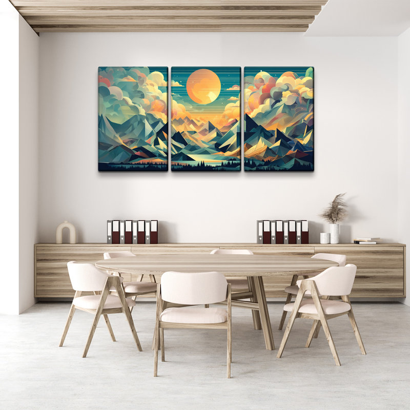 Toile tendue encadrée sur bois 3 pièces, H 12 po x l 18 po x P 4,5 po