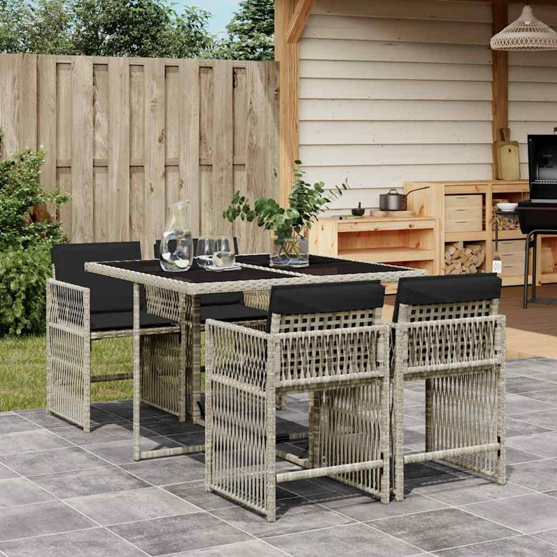 Patio Dining Set with, Light Grey, Black