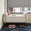 Banc de rangement en velours avec accoudoirs cylindriques et pieds en fer-94184797