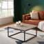Repose-pieds de table d'appoint 30 po x 30 po gris délavé pour salon, style industriel moderne, plateau de table très épais de 1,2 po (chêne français)