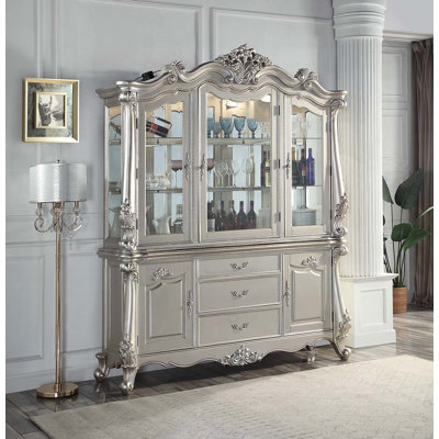 Bently Traditional Champagne Buffet And Hutch With Elegant Moldings