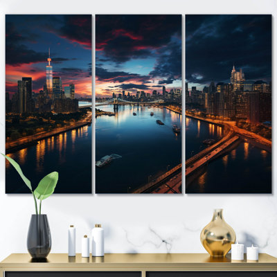 " Cityscape Of NYC USA II " 3 - Pieces