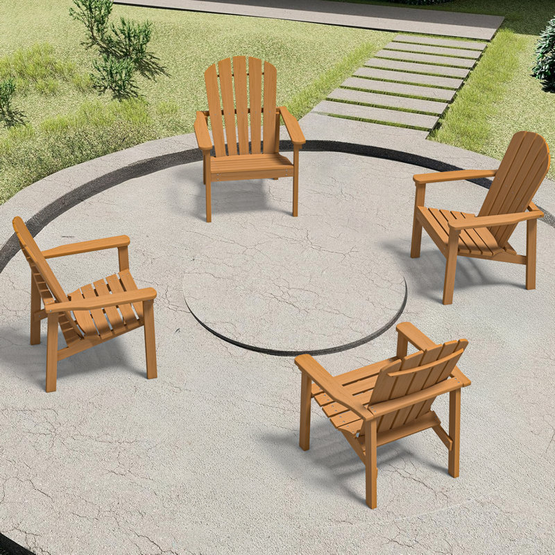 Set of 4 Stackable Adirondack Chairs – HDPE Outdoor Patio Seating, All-Weather Durable Design with Space-Saving Storage and Comfort Backrest