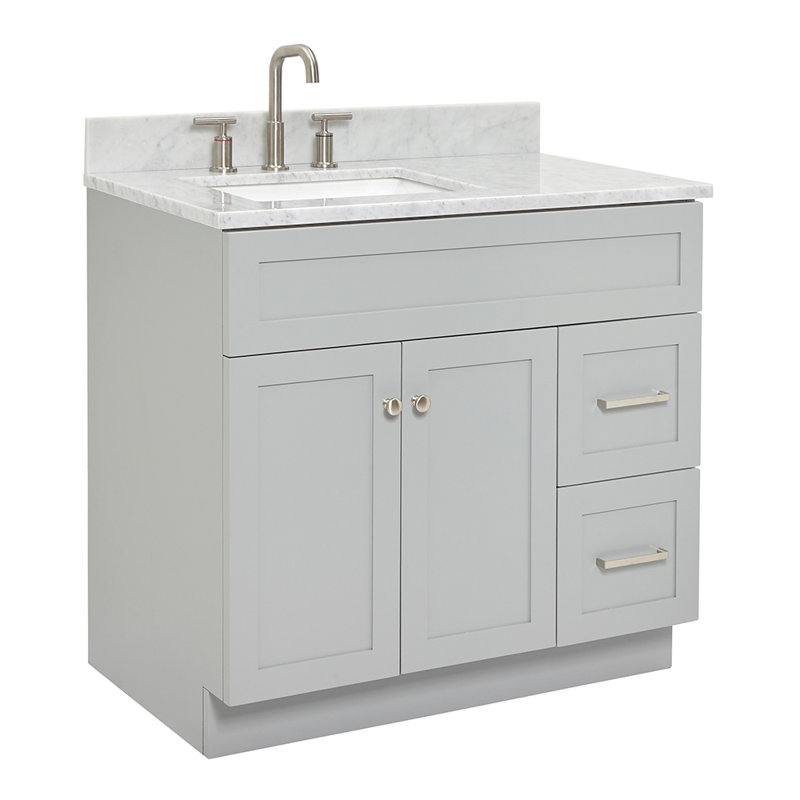 Ensemble de meuble-lavabo simple 37 po Partham, Left, Rectangular, Blanc