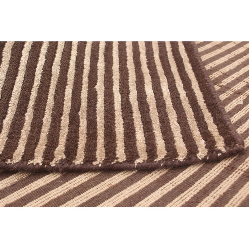 Tapis unique en laine noué à la main brun et beige 5 pi x 7 pi 8 po années 2010 Gabbeh