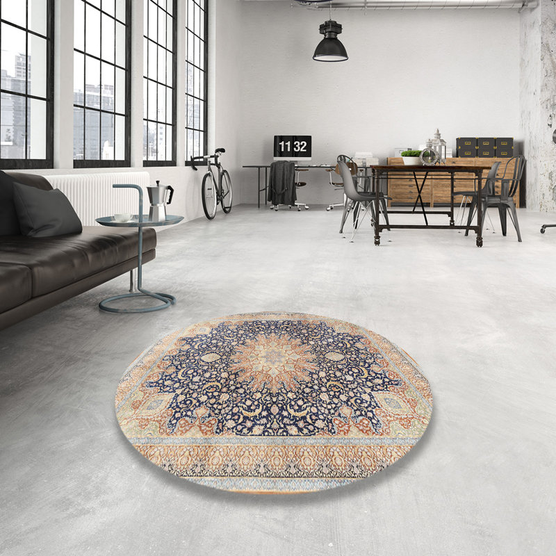 Ellise Wool Oriental Indoor Rug, Round 8'