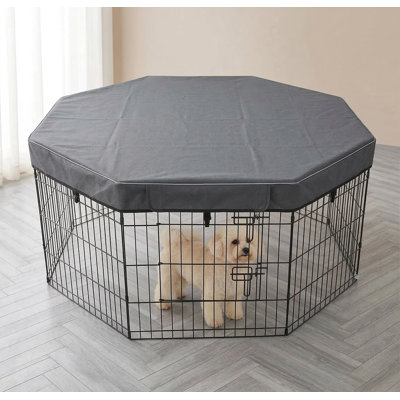 Le dessus de protection contre le soleil et la pluie pour parc pour chien, offre de l'ombre et de la sécurité, s'adapte à tous les parcs pour animaux de compagnie à 8 panneaux de 24 pouces (parc non inclus)