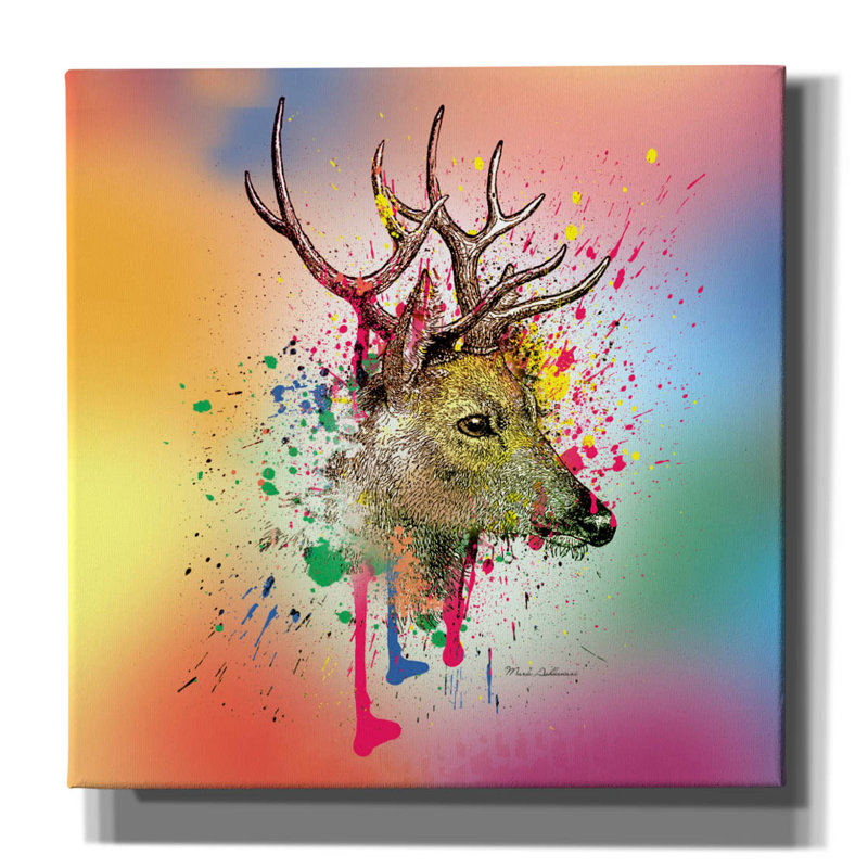 «Deer 6» par Mark Ashkenazi, art mural sur toile, 12 po x 12 po, H 37 po x l 37 po x P 1,5 po