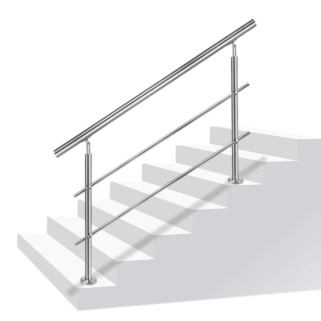 Edelstahl-Handlauf 200cm, Balkon/Treppen, 2 Querstreben