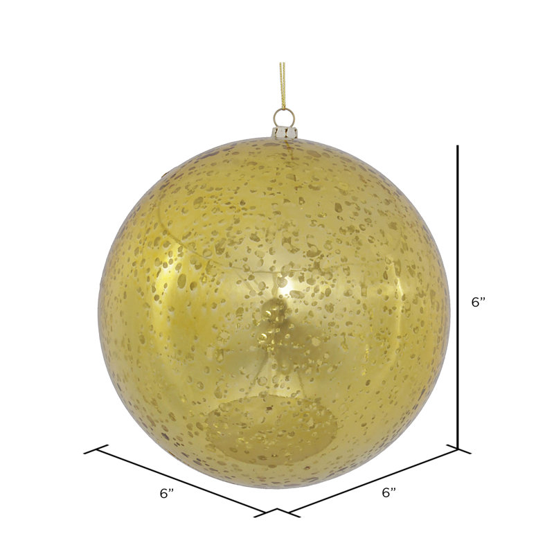 Ornement boule de mercure brillant, H 6 po x l 6 po x P 6 po, Doré