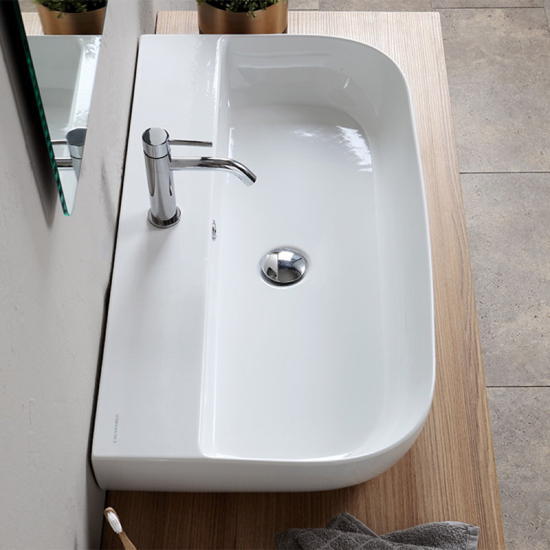 Scarabeo by Nameeks 16.6 " Ceramic Rectangular Bathroom Sink and Overflow Hole, One Hole