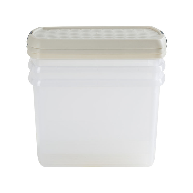 Wham Clip 21.5L Rectangular Plastic Storage Boxes with Secure Clip Lock Lids. L:39 x W:29 x H:25.5cm Clear/Stone/Slate Grey