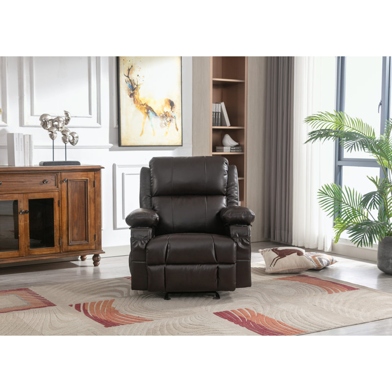 Fauteuil inclinable en cuir Gerede, Similicuir noir